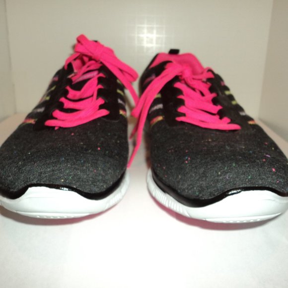 Skechers Light Weight Women's Size 11 Athletic Sneakers Shoes Lace Up Black Pink - Picture 6 of 11